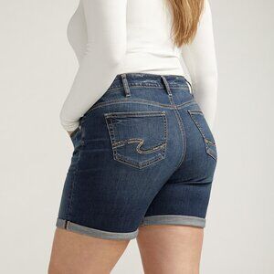 SILVER JEANS Boyfriend Mid Rise Shorts Plus Size 20 Blue NWT